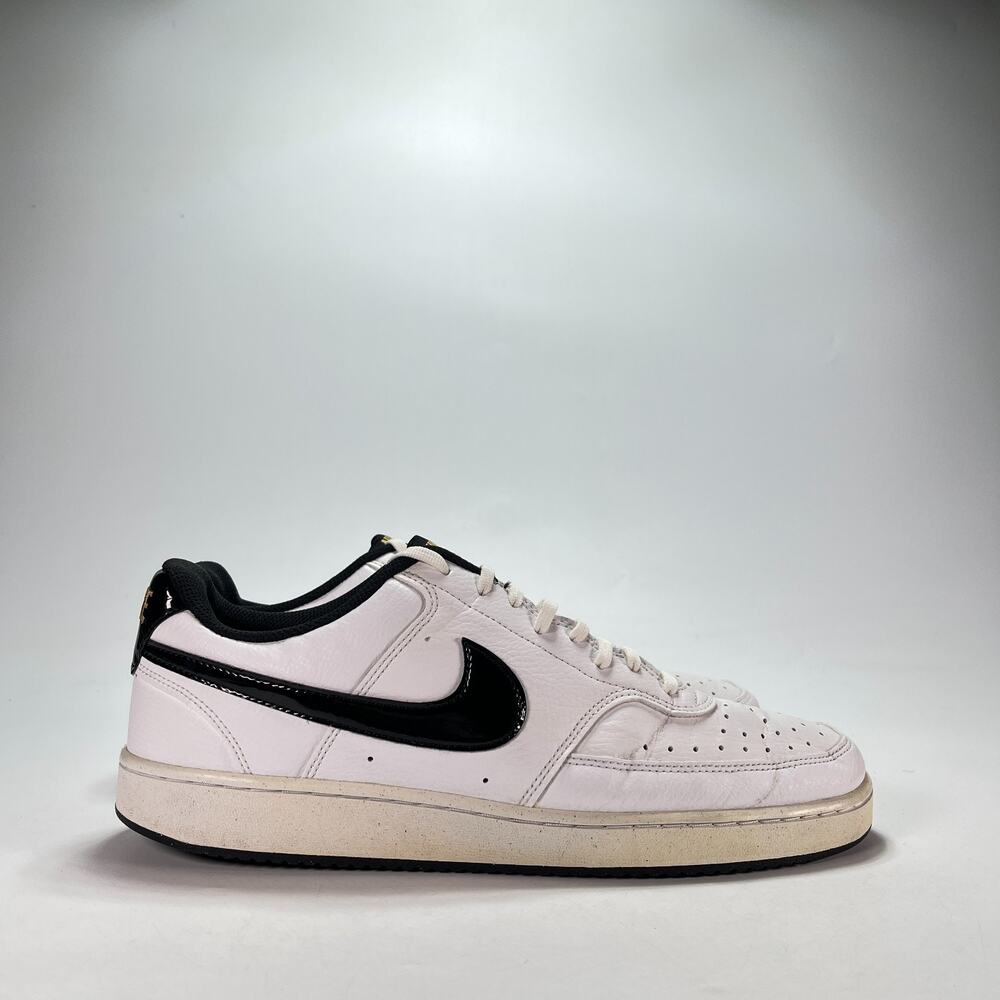 Nike Court Vision Low White Black Leather Casual Sneakers DV1899-100 Men's Sz 12